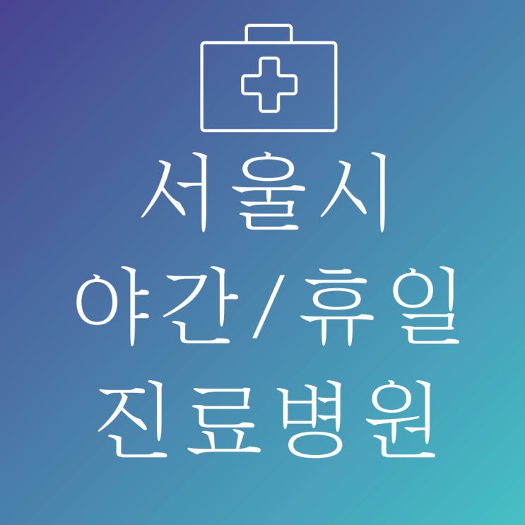 서울시 비상 진료 대책 상황실 운영 및 야간·휴일 진료병원 안내