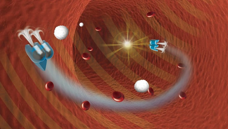 코넬 대, 암 표적에 약물 전달 마이크로 로봇 개발  Micro-robots propelled by air bubbles and ultrasound