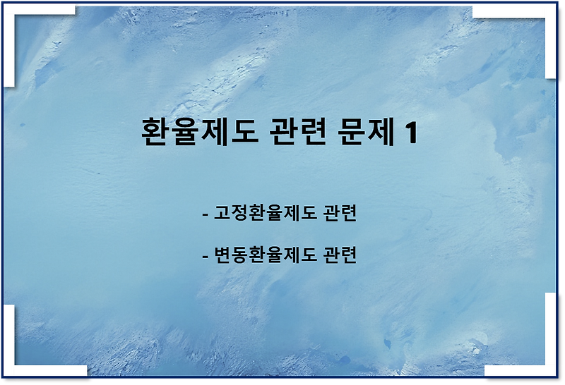환율 고정환율제도, 변동환율제도 관련 문제 1