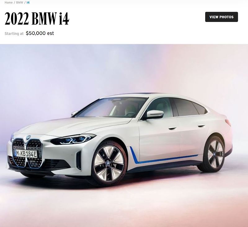 2020년 BMW 전기차 i4 EV 출시 - CCIV 루시드 에어와 비교