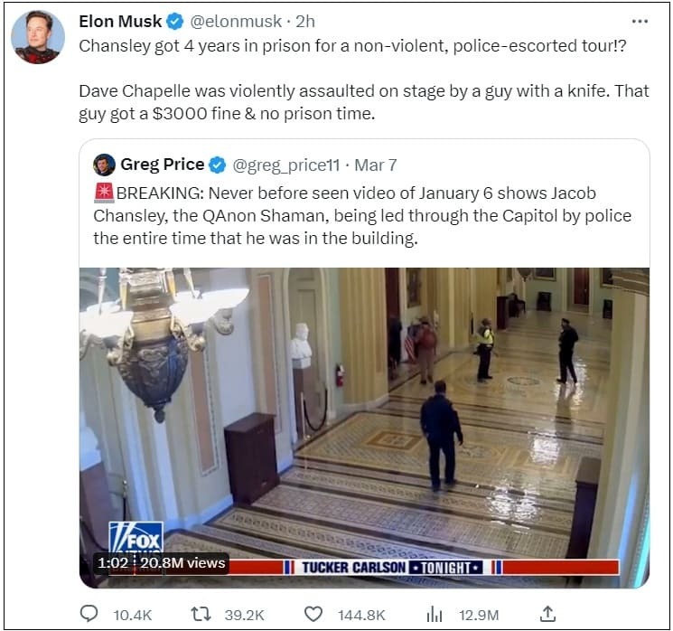 [충격] 1.6 감춰진 진실...뿔 달린 모자는 왜 4년형을 받았나 VIDEO: Chansley got 4 years in prison for a non-violent, police-escorted tour!?(Musk)