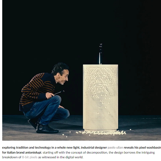 이탈리아 디자이너의 3차원 모자이크 픽셀 세면대  VIDEO: Paolo ulian's pixel washbasin for antoniolupi breaks down like an 8bit digital image