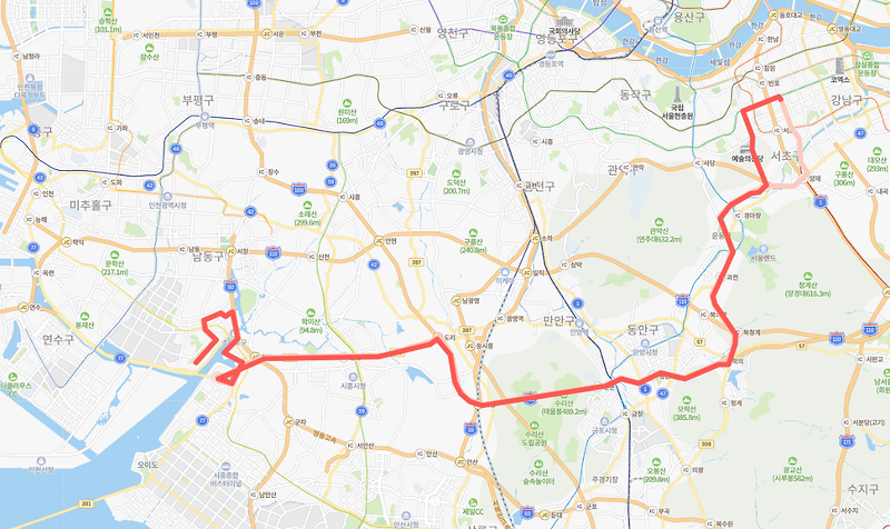 [광역급행] M6410 버스 노선 시간표 : 인천, 소래포구, 서초역, 강남역