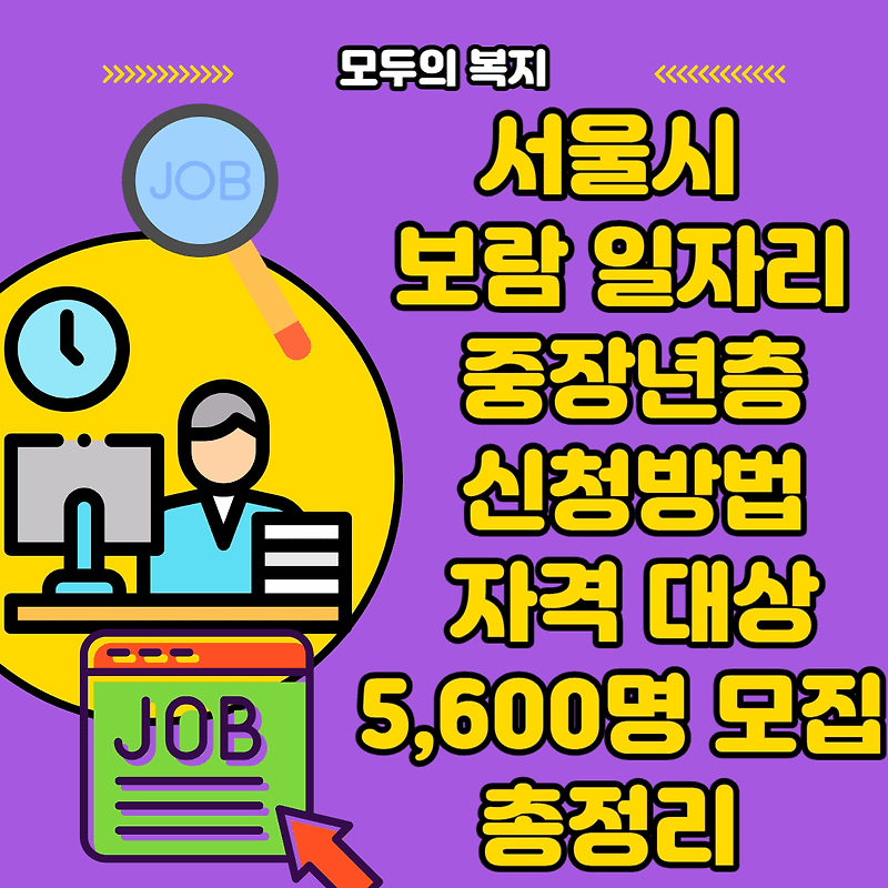 서울시 보람 일자리 중장년층 신청방법 자격 대상 5,600명 모집