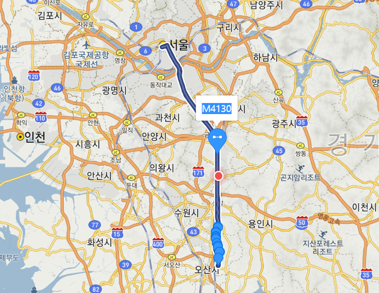 [광역급행] M4130 버스 노선 시간표 : 화성 동탄, 서울역, 을지로, 명동
