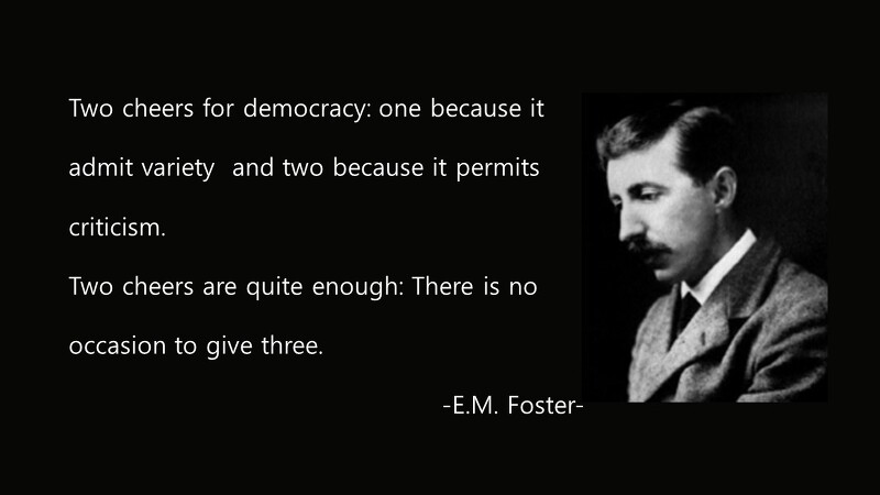 민주주의, 다양성, 찬양, 비판, 자유에 대한 포스터(Foster) 영어 명언