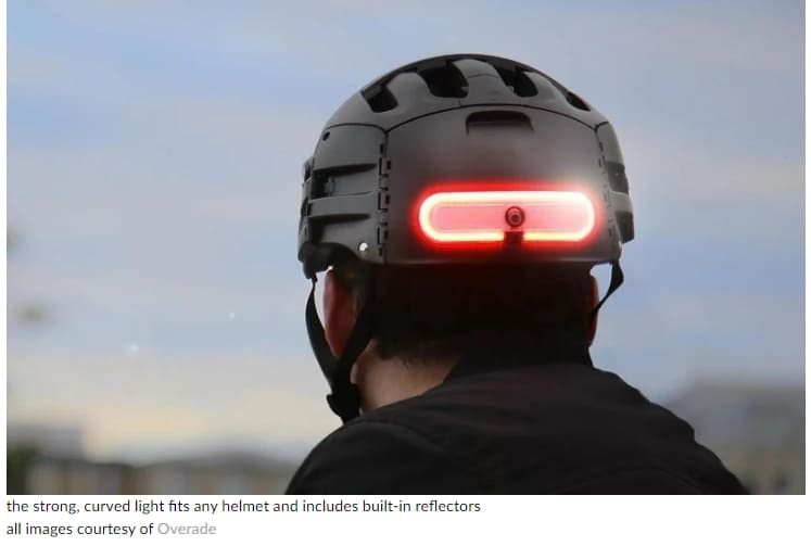 브레이크 밟으면 불 들어오는 자전거 스마트 헬멧 라이트VIDEO: Overade's smart helmet light detects braking intention to ensure bike safety