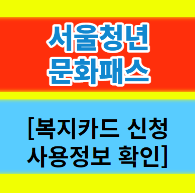 서울청년 문화패스 복지카드 신청방법 지원대상 조건 사용정보