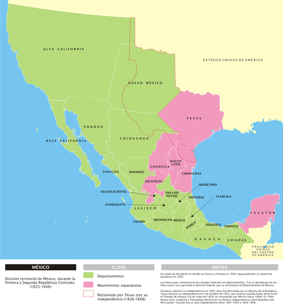 1836~48 멕시코 지도