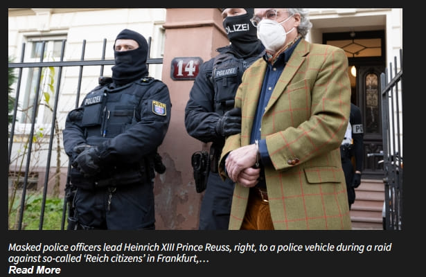 독일에서 쿠테타가?...오죽했으면...25 arrested for planning armed coup d’état, German officials say