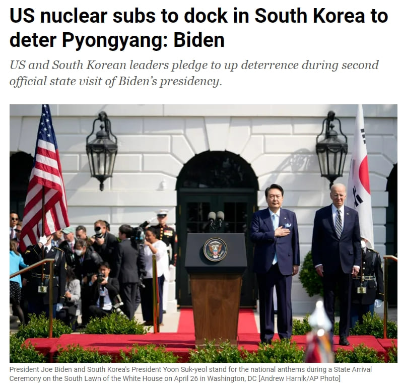 한미 정상회담 공동기자회견 ''워싱턴 선언' VIDEO: US nuclear subs to dock in South Korea to deter Pyongyang: Biden
