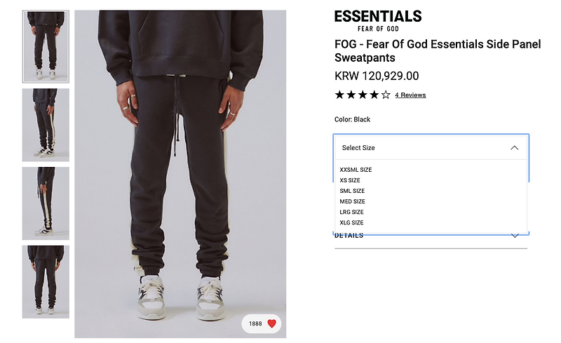에센셜 ( ESSENTIALS ) 구입하기 - 팍선 ( PACSUN) 편 ( 팩선 )