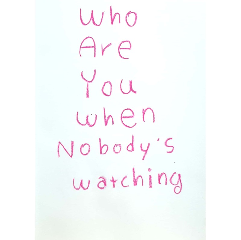 Who Are You When Nobody's Watching 일러스트 일러스트레레이션 그림 드로잉 크레파스화 그리기 타이포그라피