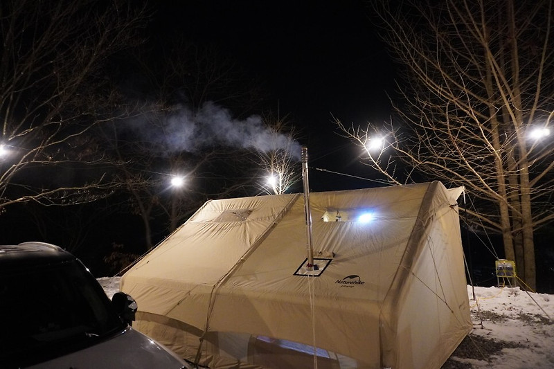 새로운 에어 면 텐트 네이처하이크 12Y로 하는 동계캠핑 양평 달빛캠핑장
