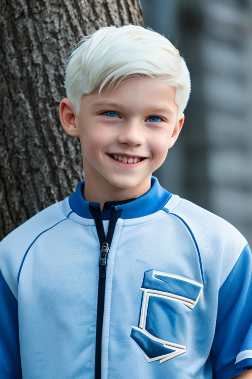 [Boy-008] This is a free image of a live-action boy with white hair and blue eyes