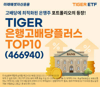 TIGER 은행 고배당 플러스 TOP 10 ETF 신규 상장 카뱅 제외