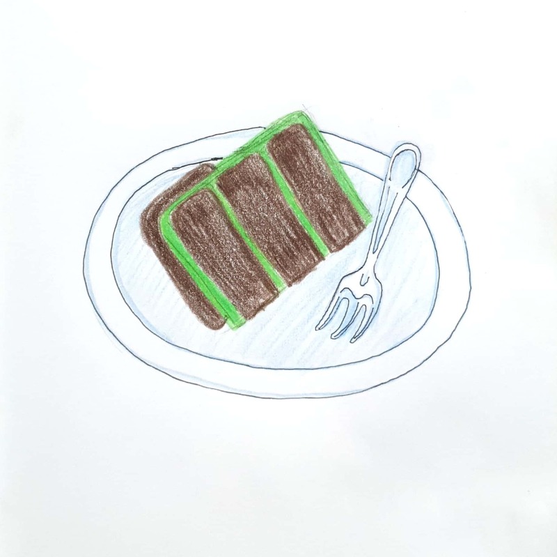 Green Tea Chocolate Cake 녹차 초코 케이크 / 일러스트 그림 드로잉 / 음식 그리기