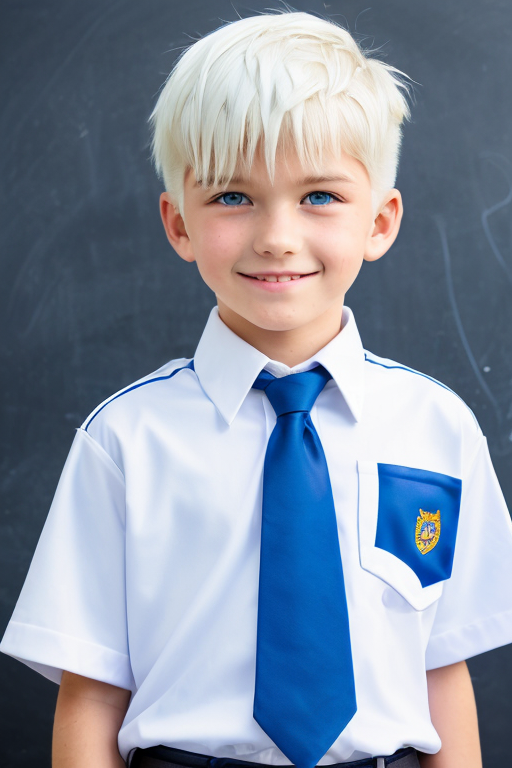[Boy-041] boy, man, white hair, handsome, cute, teen, teenage, student, school, classroom background, free images, Ai images, Blue eyes