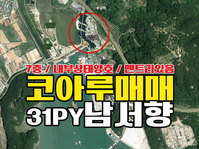 경남고성아파트 코아루아파트매매 101동 남서향 / 로얄층 / 31py