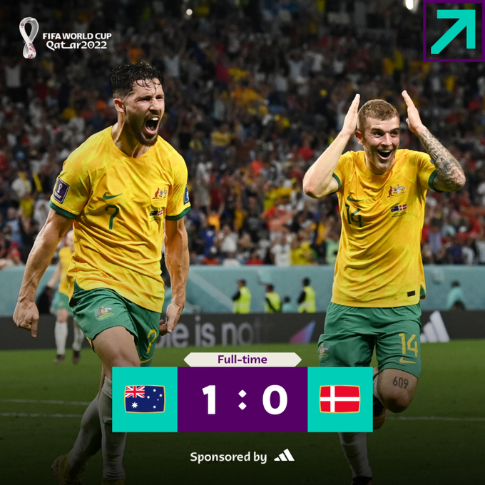 카타르월드컵 D조 5경기 호주 vs 덴마크 결과