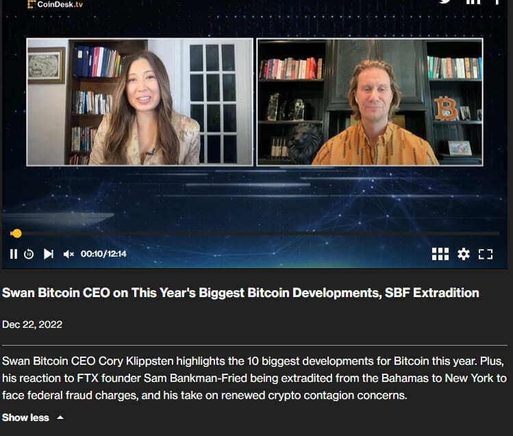 “비트코인은 크립토 윈터가 두렵지 않다” Swan Bitcoin CEO on This Year's Biggest Bitcoin Developments