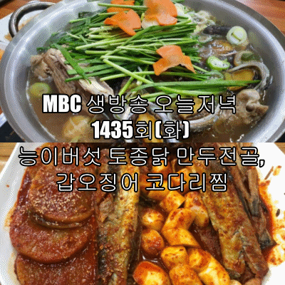 MBC 생방송 오늘저녁 1435회(화) 능이버섯 토종닭 만두전골, 갑오징어 코다리찜