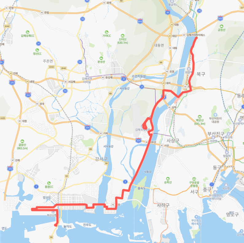 [급행] 부산 1009번 버스 노선과 시간표 :: 율리역, 구포역, 김해국제공항