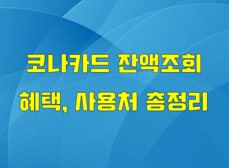 코나카드 잔액조회 방법 미등록 잔액조회 방법 총정리
