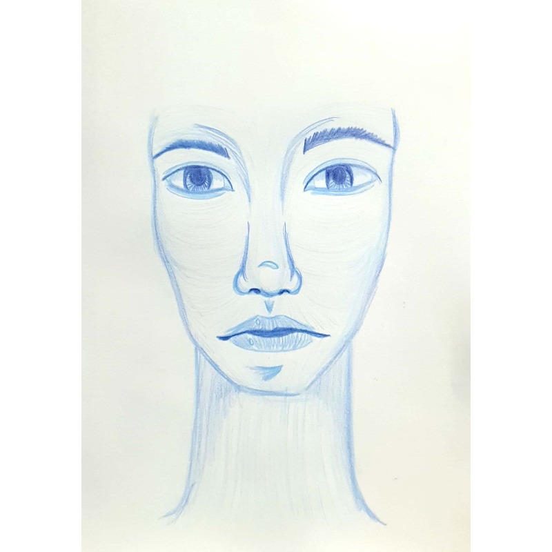 Blue Face 파란 얼굴 / 일러스트 그림 드로잉 / 인물화 그리기