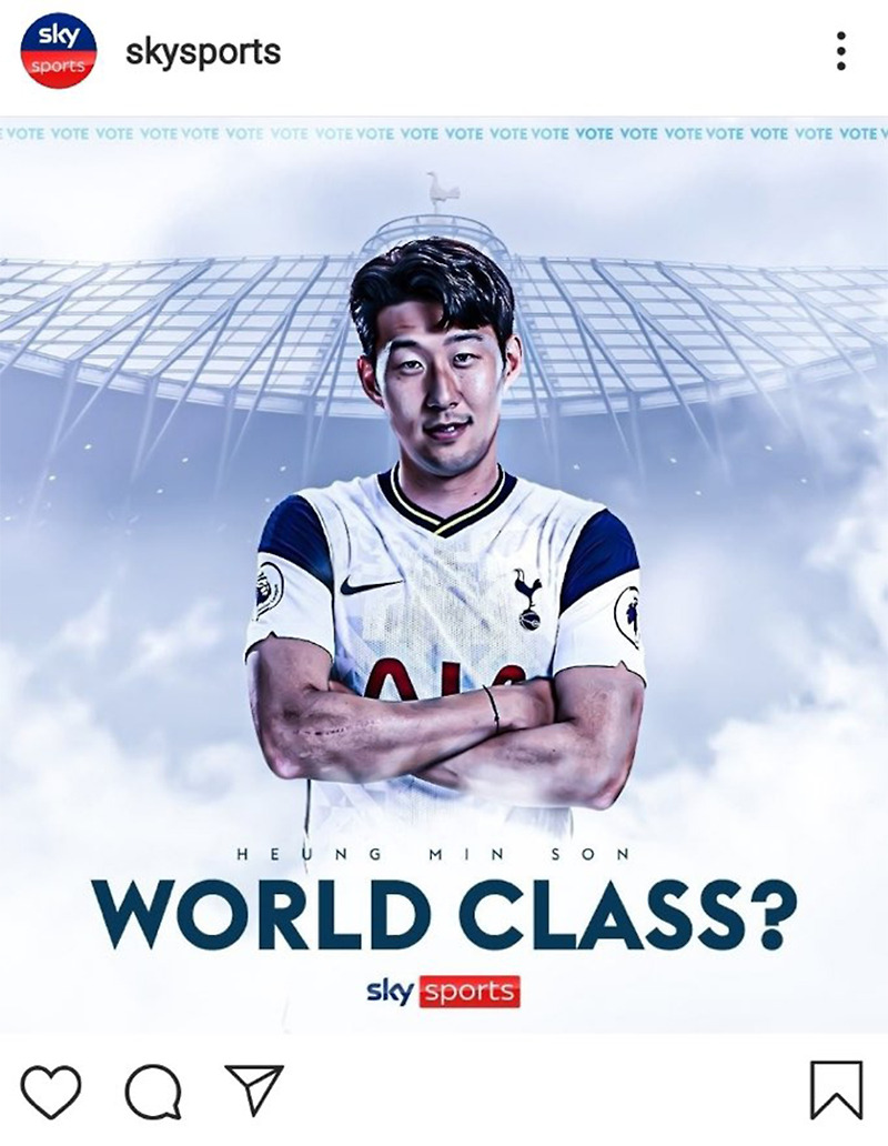 손흥민 월드클래스인가 투표시작한 영국 스카이스포츠, 무리뉴는 손흥민은 월드클래스 인정