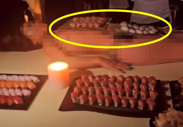 카니예 웨스트 생일파티에서 여성 알몸 초밥 접시로 사용해 논란