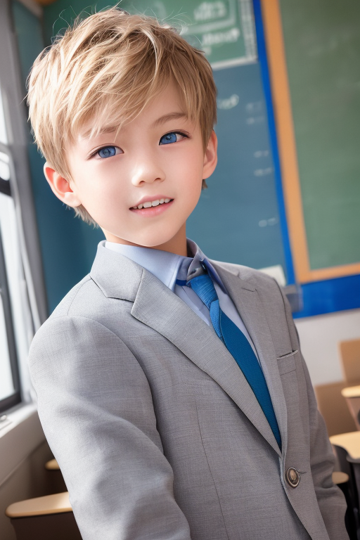 [Boy-146] boy, man, blond hair, handsome, cute, teen, teenage, student, school & classroom background, free images, Ai images