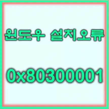 윈도우 설치시 디스크 오류 0x80300001 오류 해결 방법