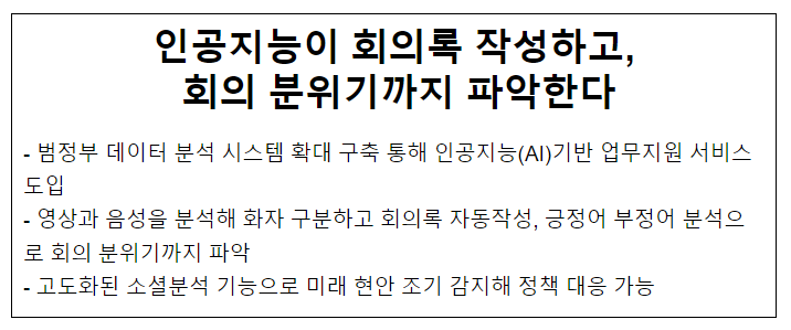 인공지능이 회의록 작성하고, 회의 분위기까지 파악한다_행정안전부