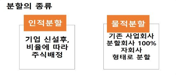 인적분할,물적분할이란 무엇인가?