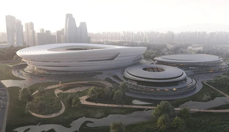 자하 하디드의 혁신적인 항저우 국제 스포츠 센터 VIDEO: zaha hadid architects' terraced stadium echoes hangzhou tea farms