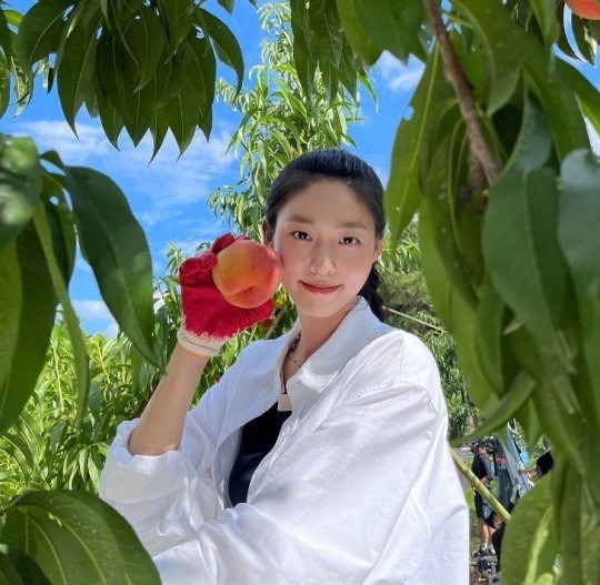 '이석증 진단' 설현, 누가 사람이고 어떤 게 복숭아? 과즙미 철철 [사진]