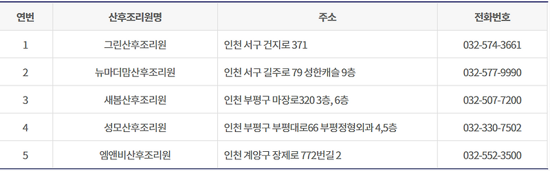 인천시 출산·육아지원 서비스