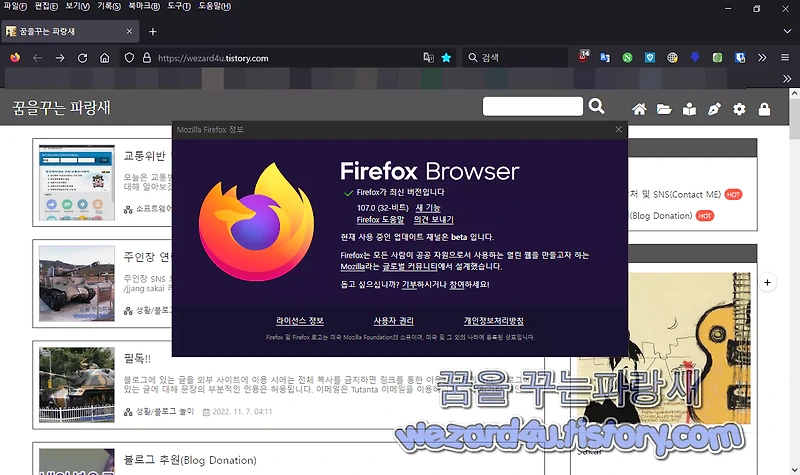 파이어폭스 107(Firefox 107) 보안 업데이트