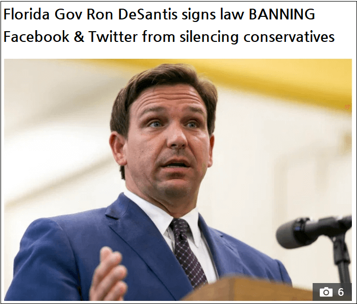 플로리다 주지사, 빅테크 검열 금지 법안 서명...7월 부터 적용 VIDEO:Florida Gov Ron DeSantis signs law BANNING Facebook & Twitter...