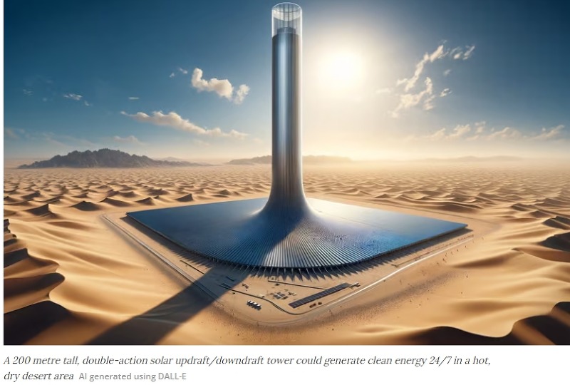 [태양광 혁명] 새로운 '트윈 테크 태양광 발전 타워', 연중무휴 2배 전력생산...태양광 패널 불필요 VIDEO: 