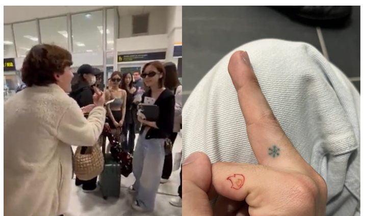 에스파 향해 중지 치켜든 프랑스 현지 팬 손가락 욕설 아닌 윈터 로고 타투 새겨진 손