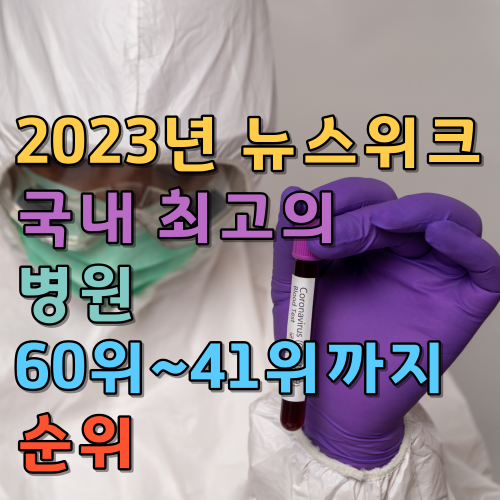 2023년 한국 병원 상위 60위에서 41위 순위 소개