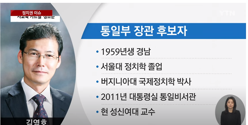 김정은 타도 통일부장관 후보자 '김영호 교수의 세상읽기' 유튜브 수익 3.7억 프로필