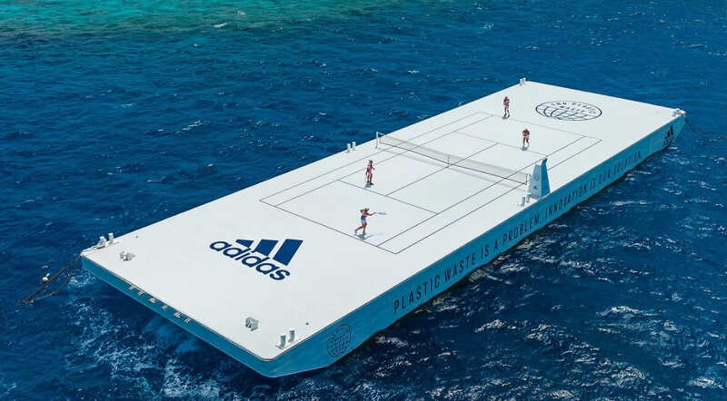 아디다스의 떠다니는 재활용 테니스 코트 VIDEO: Adidas + parley serve a recycled tennis court on australia's great barrier reef