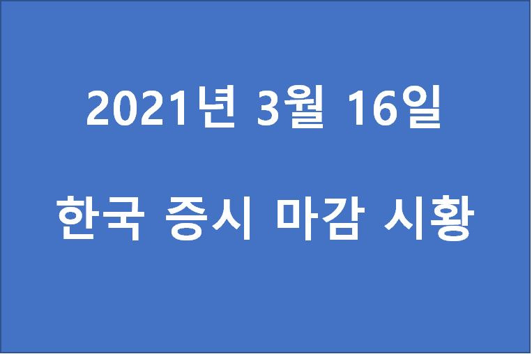 3월 16일 한국 증시 마감 시황(특징주 - 바이넥스, LG화학, 블러썸엠앤씨, 피씨엘, 한국전력, 위메이드, 동진쎄미켐, 디오, 비트컴퓨터, 진흥기업) 주가