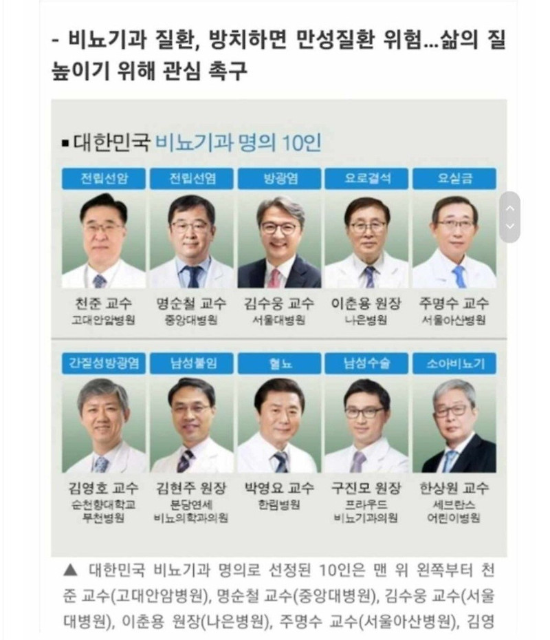 비뇨기과 10대 명의