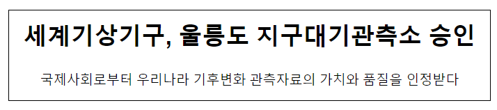 세계기상기구, 울릉도 지구대기관측소 승인