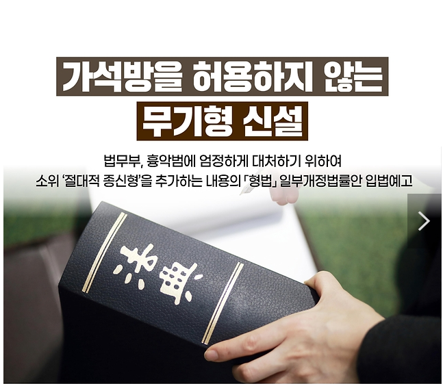 가석방을 허용하지 않는 무기형 신설 추진