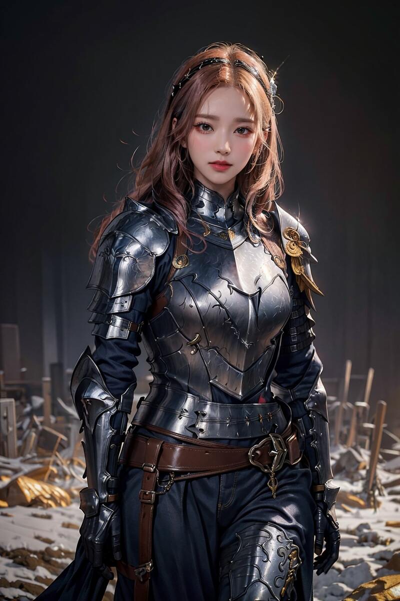 AI로 만든 한국식 MMORPG 판타지 아머플레이트 입은 여자 그리기 만들기 - 2